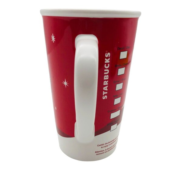 Starbucks 2011 Holiday Tall Mug Cup Bone China Red Sledding Dog - Picture 4 of 10